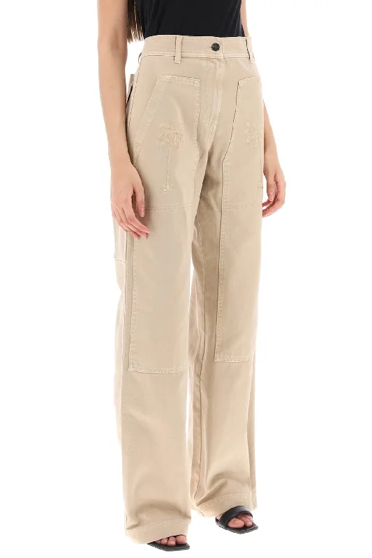 Stylish leather pants for edgy night looks -gd bull' cargo pants with embroidered palm trees