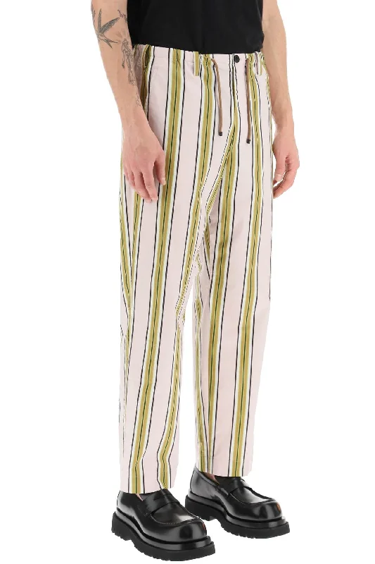 Casual twill pants for easygoing daily outfits -Dries van noten striped popeline pants