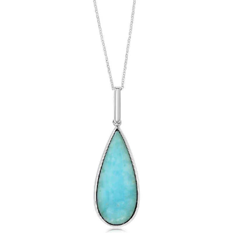 Fashionable necklaces and pendants with birthstones for a personalized gift idea-Sterling Silver Cabochon Blue Chrysocolla Opal Pendant