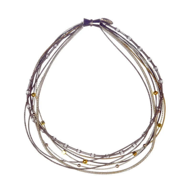 Trendy necklaces and pendants with geometric shapes for a modern aesthetic-Piano Wire Mixed Wire Necklace