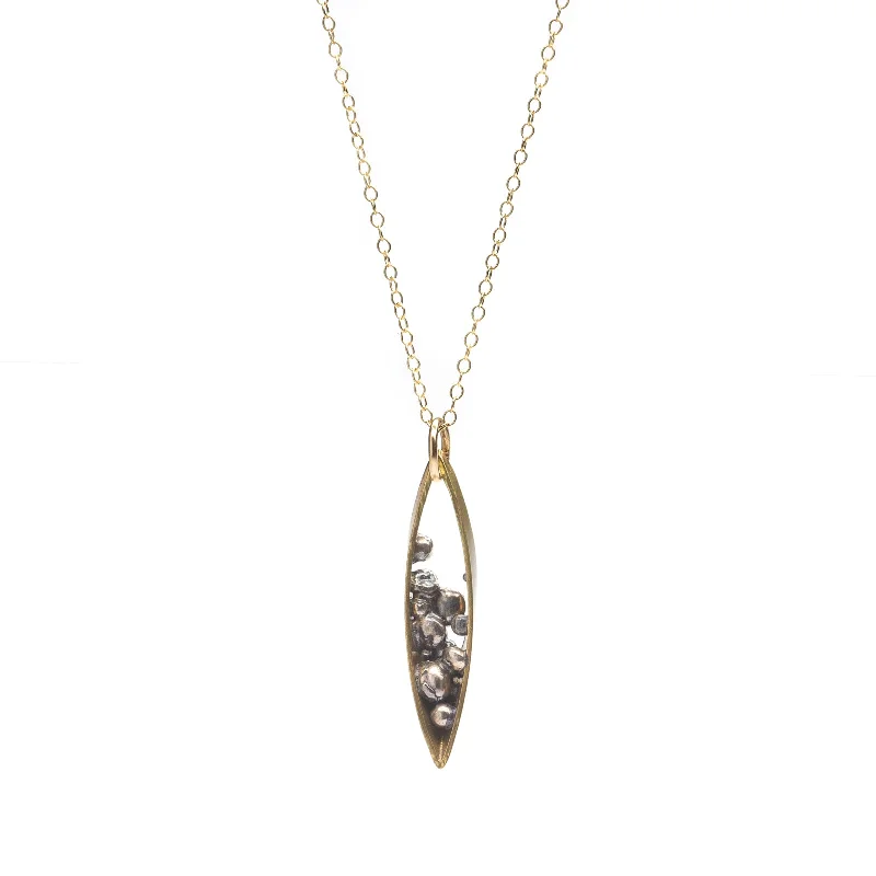 Beautiful necklaces and pendants with diamond halo settings for extra brilliance-Seed Organic Leaf shape Dainty Necklace