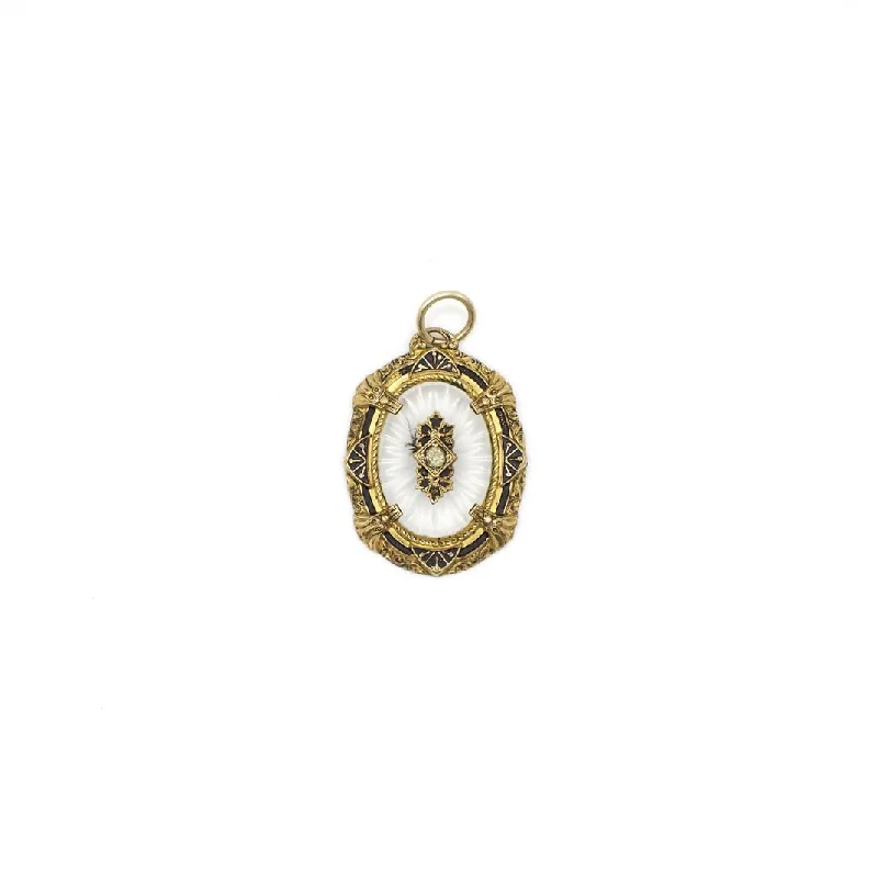 Stunning necklaces and pendants with turquoise and gold for a vibrant, earthy look-Vintage 1920s Inspired Gold Tone Frosted Glass Pendant