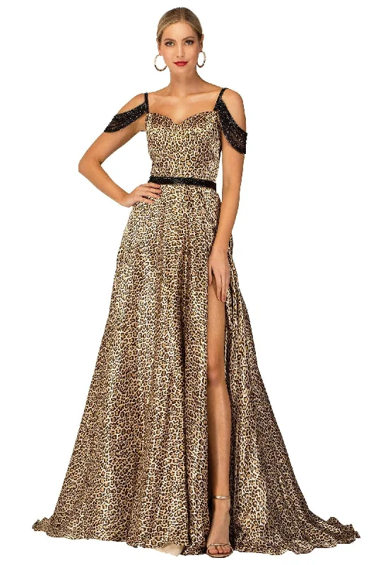 Plus size dresses featuring wrap styles are versatile -Cecilia Couture - 2146 Sweetheart Animal Printed Long Dress