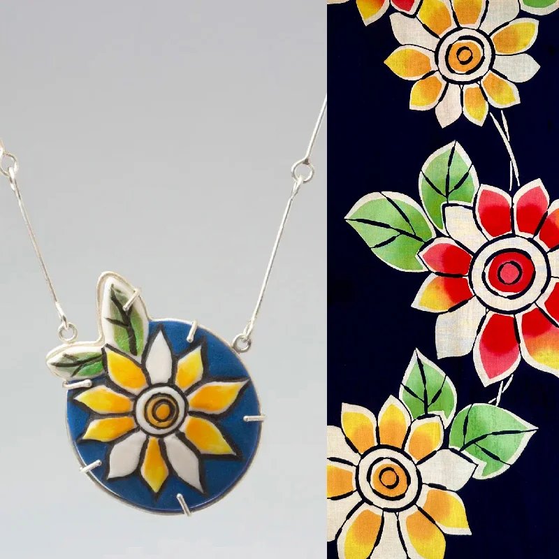 Simple necklaces and pendants with bar pendants for a sleek modern design-Sunflowers -	Yellow Sunflower Necklace