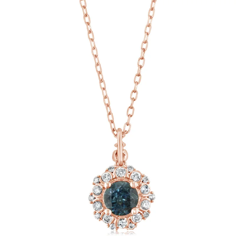 Stunning necklaces and pendants with sapphire gemstones for a luxurious blue hue-14K Rose Gold Montana Sapphire/Diamond Pendant (Includes Chain)