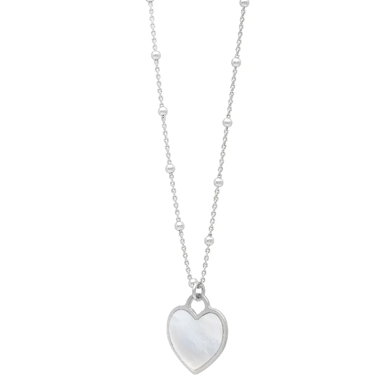 Best necklaces and pendants with crystal accents for a sparkling and elegant style-Silver & Mother of Pearl Heart Pendant