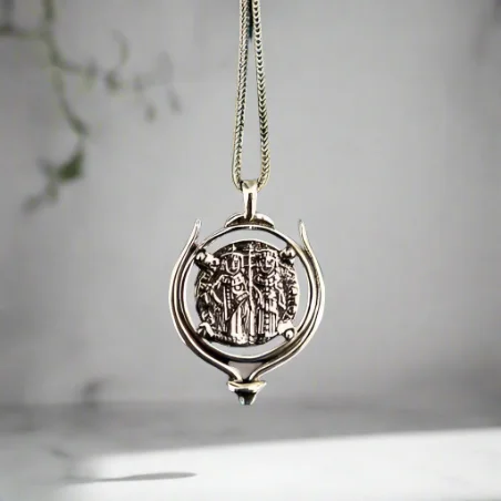 Necklaces and pendants with leaf-shaped designs for an earthy, organic feel-Byzantine Pendant in Sterling silver, Konstantinato pendant (PE-92)