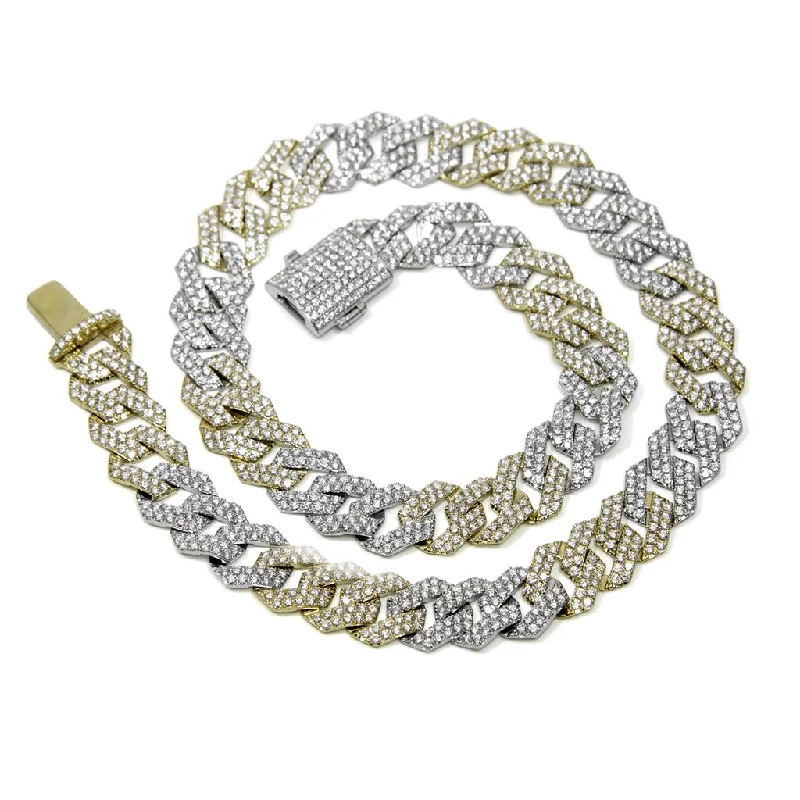 Necklaces and pendants with crescent moon designs for a celestial and mystical feel-Two-Tone Diamond Cuban Link Necklace