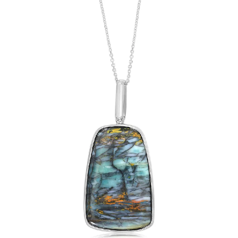 Best necklaces and pendants with heart-shaped designs for a romantic look-Sterling Silver Petrified Opal Pendant