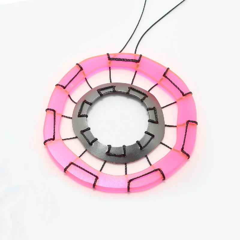 Necklaces and pendants with enamel accents for a colorful, eye-catching appearance-Pink Stitched Web Necklace