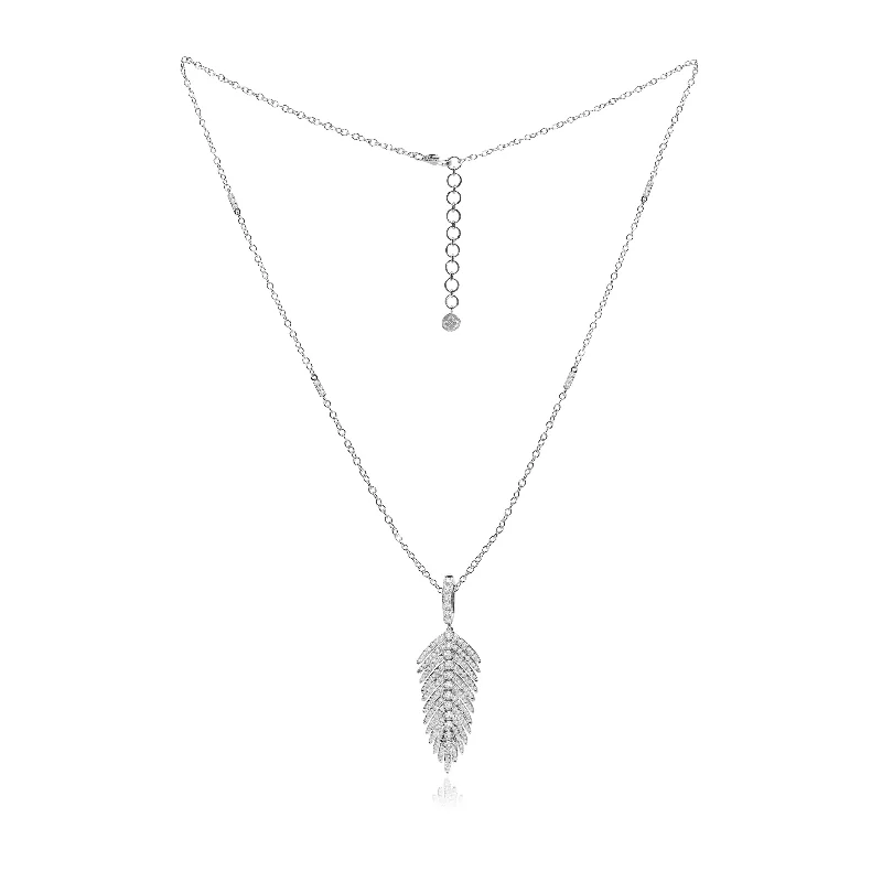 Stunning necklaces and pendants with amethyst gemstones for a calming effect-Jewels Diamond Feather Pendant