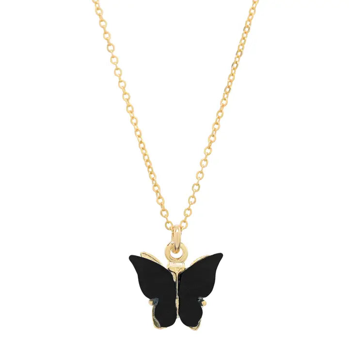 Necklaces and pendants with love knot designs for a romantic, meaningful symbol-Black Butterfly Necklace