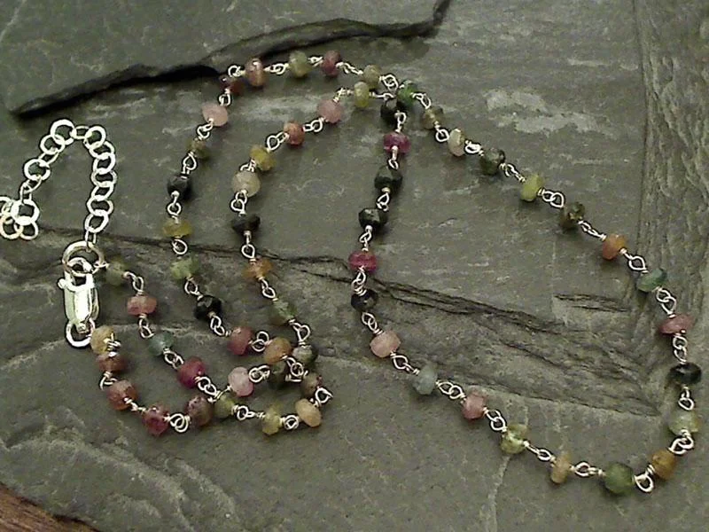 Necklaces and pendants with abstract shapes for a modern, creative appearance-18" - 20" Tourmaline, Sterling Silver Necklace