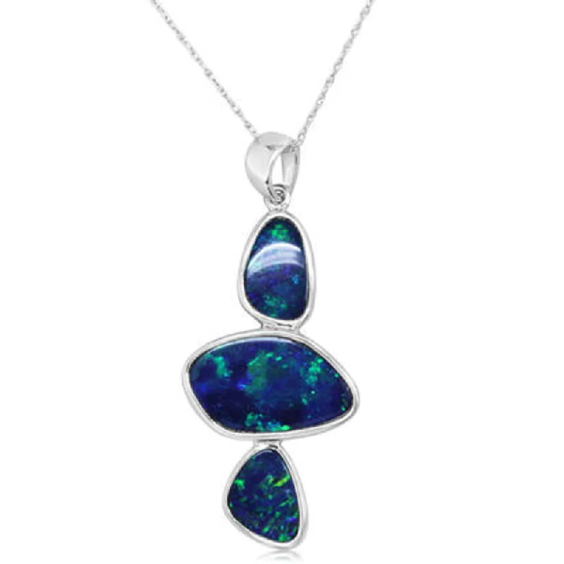 Layered necklaces and pendants for a trendy and fashionable stacked look-14K White Gold Australian Opal Doublet Pendant