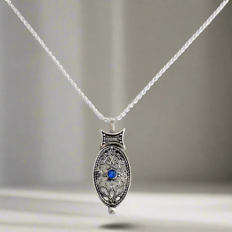 Unique necklaces and pendants with custom birthstone arrangements for personalization-Byzantine pendant in Sterling silver (PE-76)