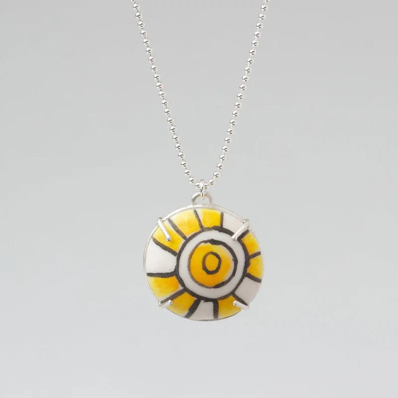 Best necklaces and pendants with turquoise stones for a vibrant boho-chic look-Sunflowers -	Yellow Dot Necklace