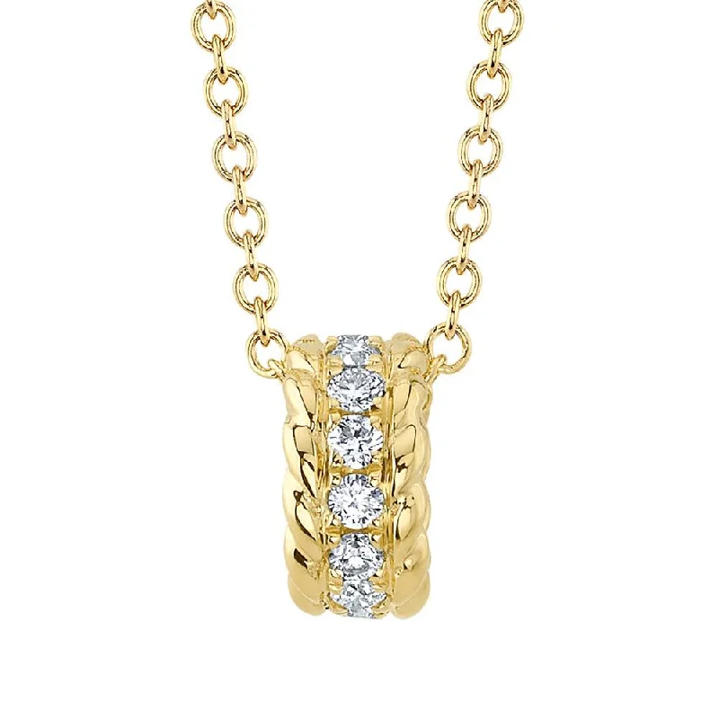 Beautiful necklaces and pendants with geometric shapes for a modern, artistic design-0.13ctw Diamond Barrel Necklace, White Gold