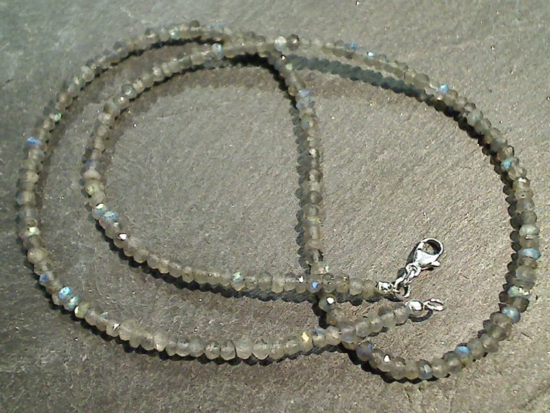 Necklaces and pendants with celestial starburst designs for a radiant look-18" Faceted Labradorite 3MM Necklace, Sterling Silver Clasp