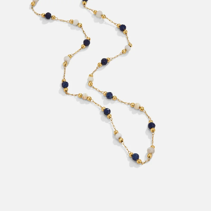 Stunning necklaces and pendants with turquoise and gold for a vibrant, earthy look-Lulu Midnight Beaded Stone Necklace