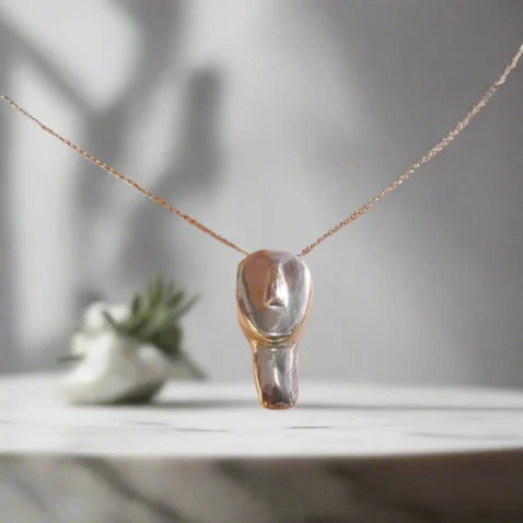 Best necklaces and pendants with rose gold for a warm and romantic appeal-Greek Cycladic pendant, sterling silver pendant, Greek Jewelry, handmade pendant, Head of a figurine type Plastira Pendant(PE-34)