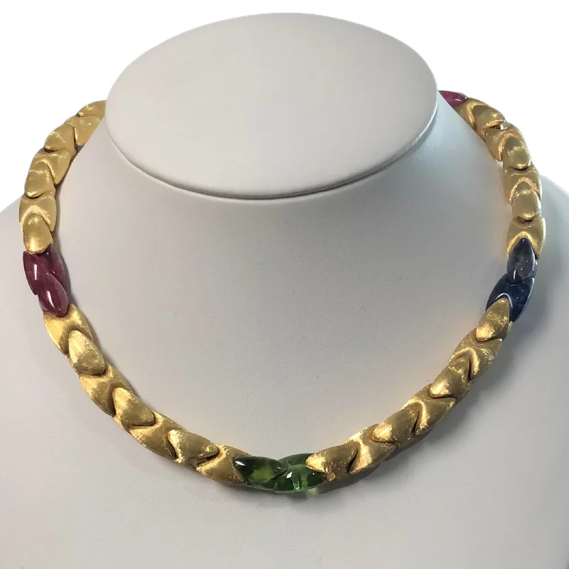 Best necklaces and pendants with seashell designs for a tropical, beachy vibe-Marco Bicego 18K Yellow Gold and Tourmaline Necklace C.2000