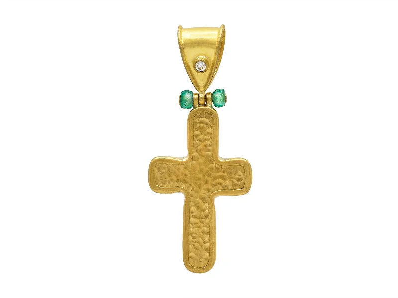 Personalized necklaces and pendants with coordinates for a meaningful location-based gift-Emerald & Diamond Cross Pendant