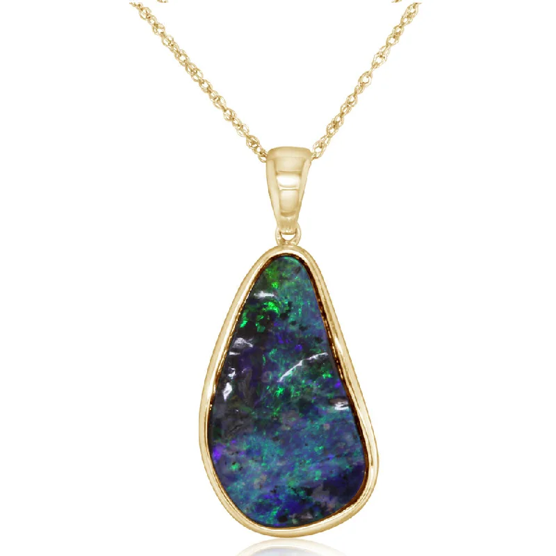 Trendy necklaces and pendants with statement pieces for a bold fashion statement-14K Yellow Gold Boulder Opal Medium Bail Pendant