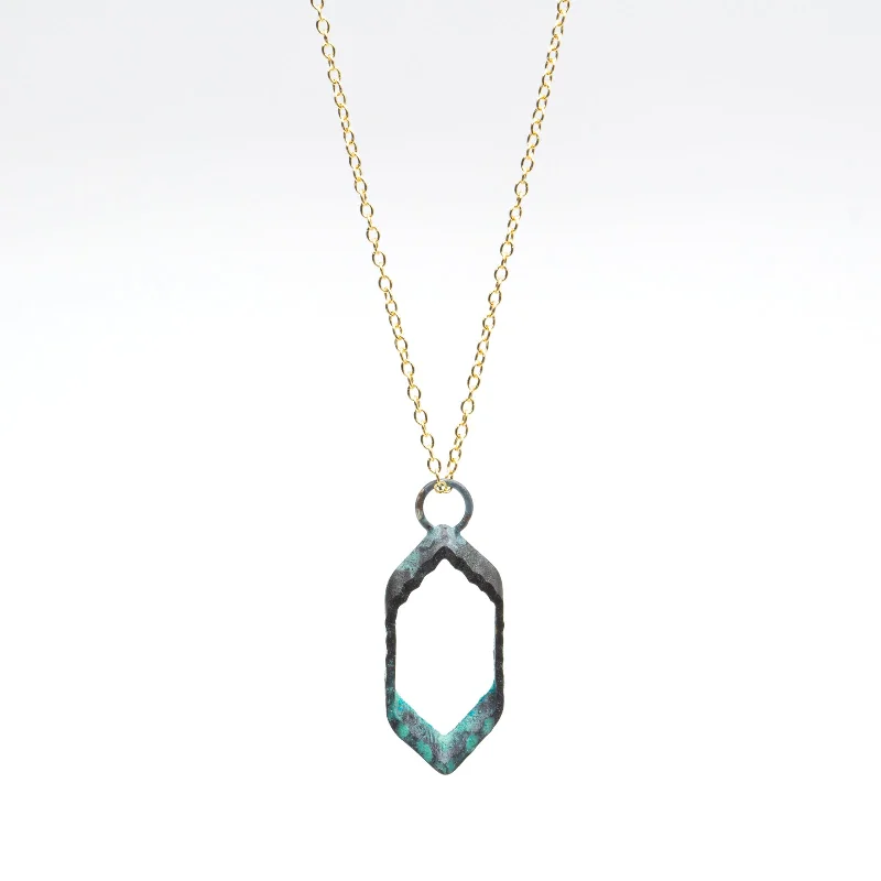 Beautiful necklaces and pendants with diamond halo settings for extra brilliance-Patina Polygon Stack Necklace