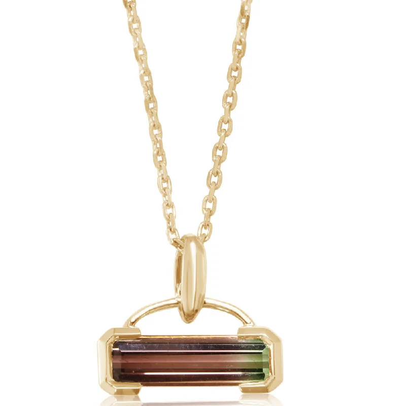 Beautiful necklaces and pendants with tree branch motifs for a nature-inspired design-14K Yellow Gold Bi-Color Tourmaline Pendant