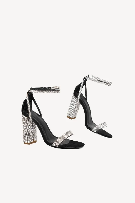 Rhinestone Chunky Heel One Buckle Sexy High Heel Sandals