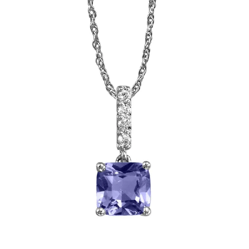 Unique necklaces and pendants with engraved messages for a sentimental gift-14K White Gold Montana Sapphire/Diamond Pendant