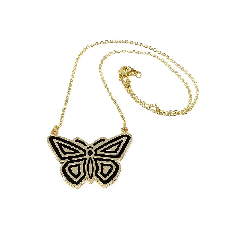 Stylish necklaces and pendants with diamonds for a glamorous and elegant look-Vintage Enamel Butterfly Necklace