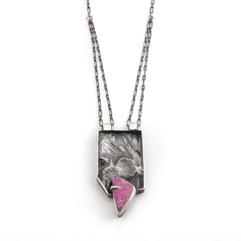 Necklaces and pendants with clear quartz for a pure and radiant look-Cobalt Calcite and Reticulated Silver Necklace