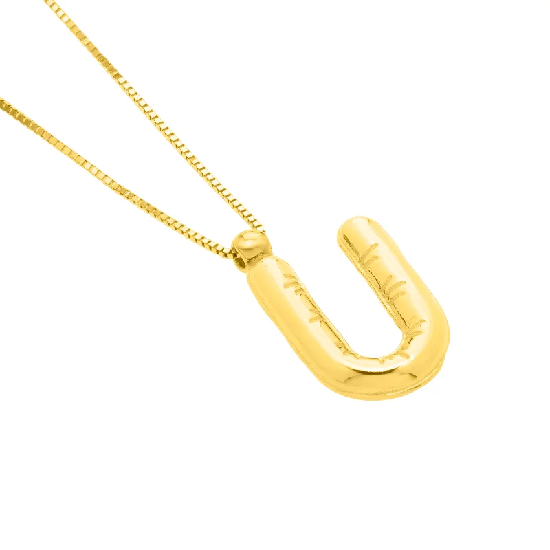 Necklaces and pendants with feather designs for a boho-chic, carefree vibe-14K Helium Initial U Pendant