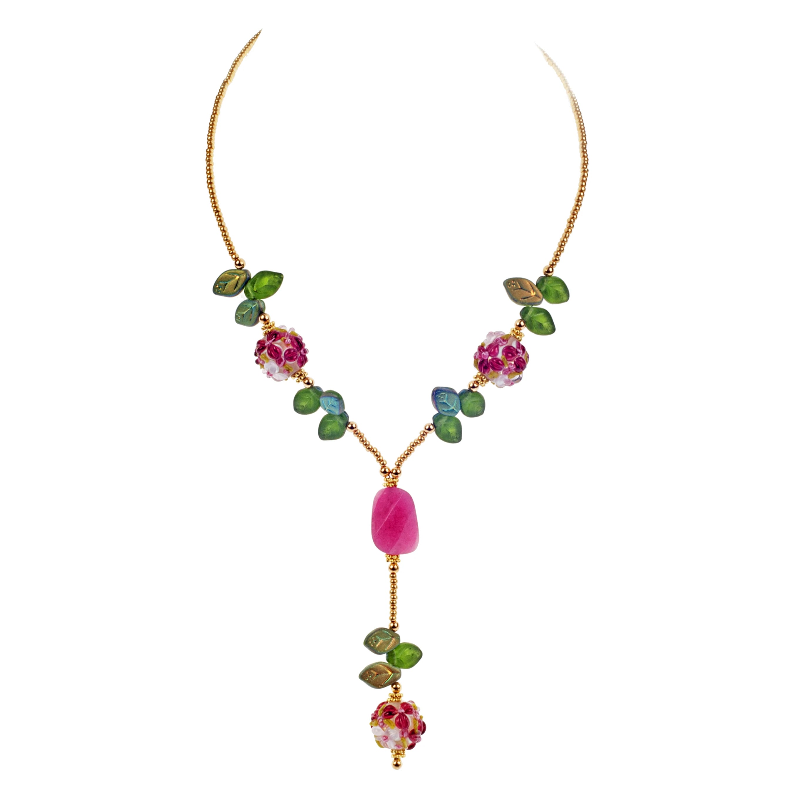 Best necklaces and pendants with matching earrings for a coordinated, elegant look-Bohemian Glass & Ruby Jade Drop Necklace