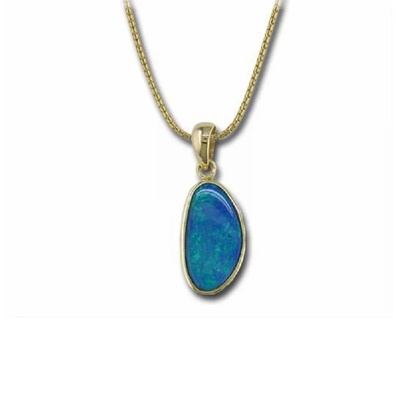 Personalized necklaces and pendants with name engravings for a custom touch-14K Yellow Gold Australian Opal Doublet Pendant