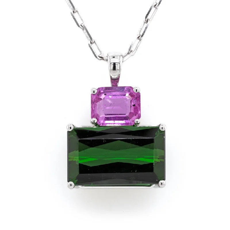 Stunning necklaces and pendants with birthstone pendants for a personal touch-Sapphire and Tourmaline Pair Pendant