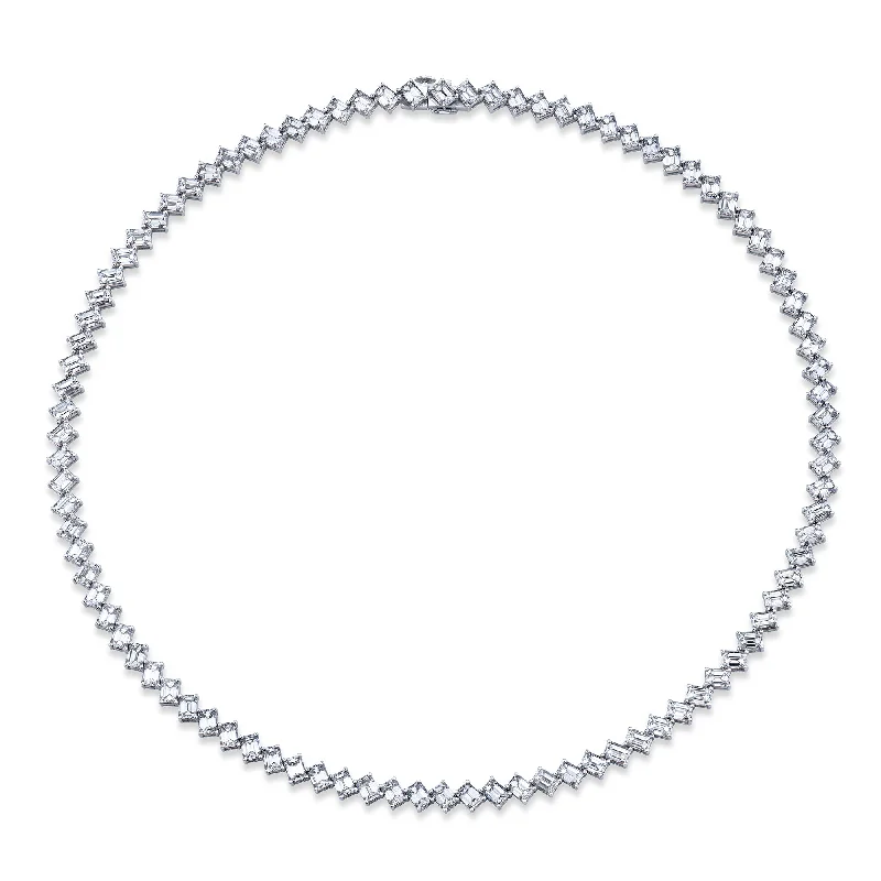 Beautiful necklaces and pendants with diamond halo settings for extra brilliance-23.33ctw Slanted Diamond Necklace