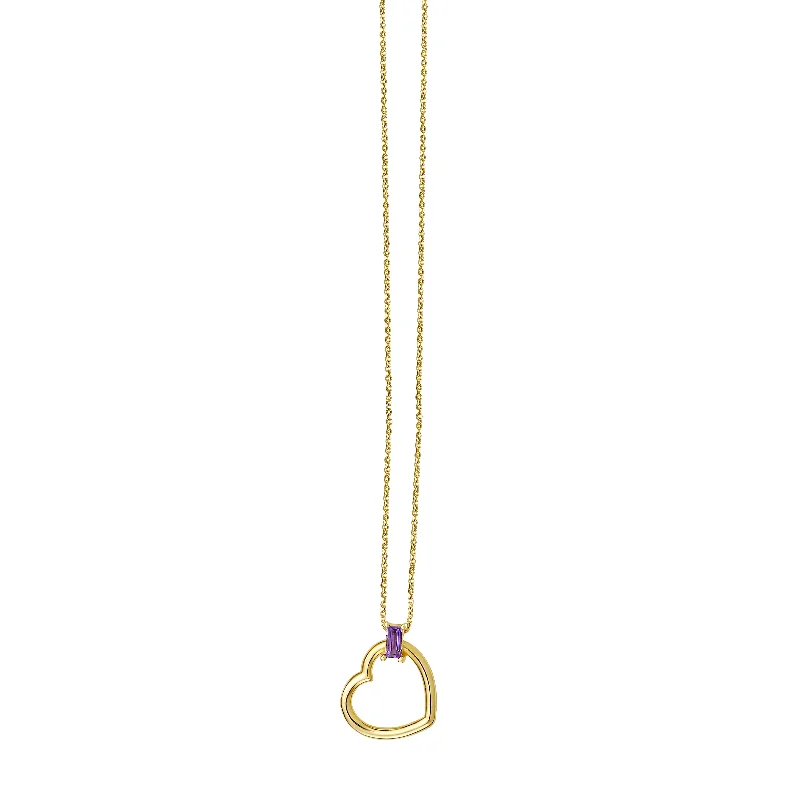 Necklaces and pendants with custom engravings for a personal, meaningful gift-14K Baguette Gemstone Heart Necklace