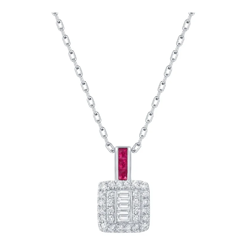 Necklaces and pendants with diamond pendants for a luxurious sparkling effect-Ruby Pendant (Ruby 0.15 cts. White Diamond 0.25 cts. White Diamond 0.17 cts.)