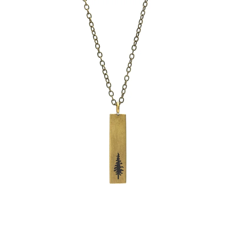 Best necklaces and pendants with statement designs for a fashionable accessory-Majestic Conifer Tree Necklace - Brass Chain