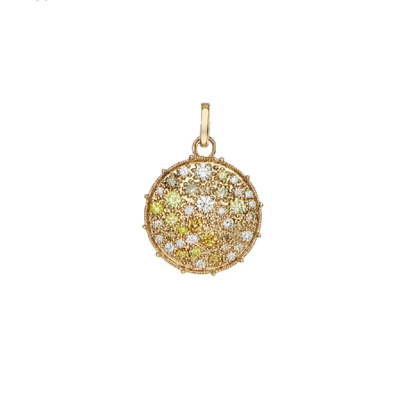 Best necklaces and pendants with minimalist pendants for a sleek, understated look-Confetti Yellow Gold Multi-Color Diamond Disc Pendant