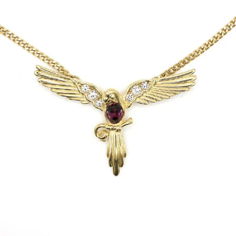 Best necklaces and pendants with statement designs for a fashionable accessory-Vintage Signed Givenchy Rhinestone Bird Gold Tone Choker