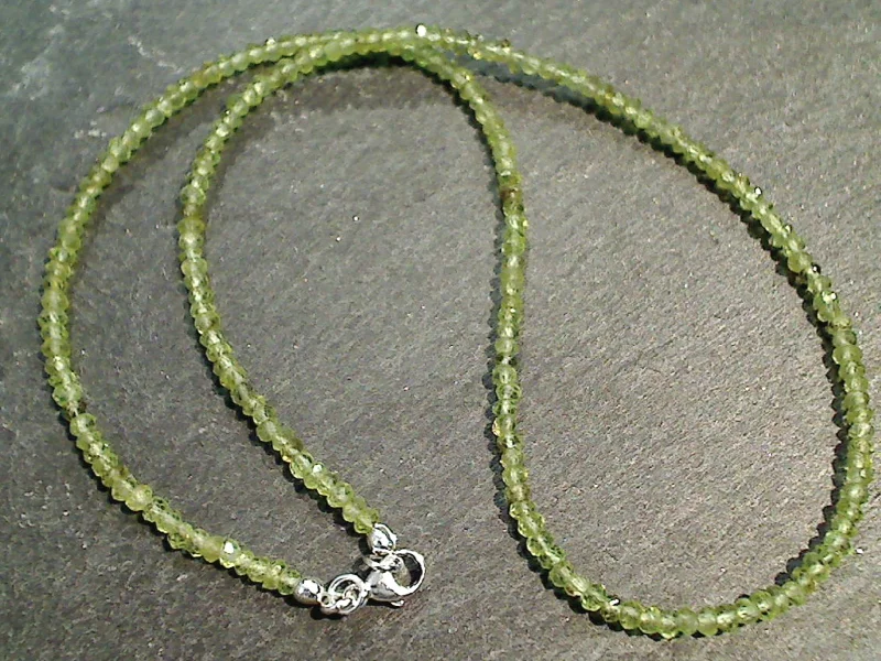 Necklaces and pendants with custom designs for a completely unique jewelry piece-16" Faceted Peridot 3MM Necklace, Sterling Silver Clasp