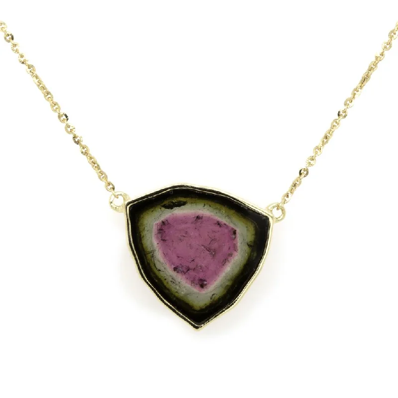 Stunning necklaces and pendants with jade gemstones for a calming green hue-Watermelon Tourmaline Slice Necklace