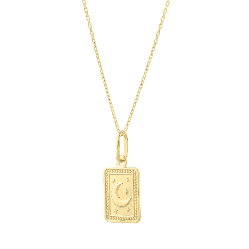 Stunning necklaces and pendants with birthstone pendants for a personal touch-14K Rectangle Moon Talisman Pendant