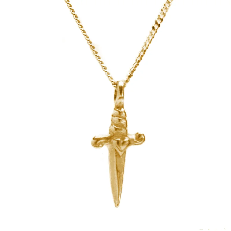 Trendy necklaces and pendants with geometric shapes for a modern aesthetic-Brass Dagger Necklace