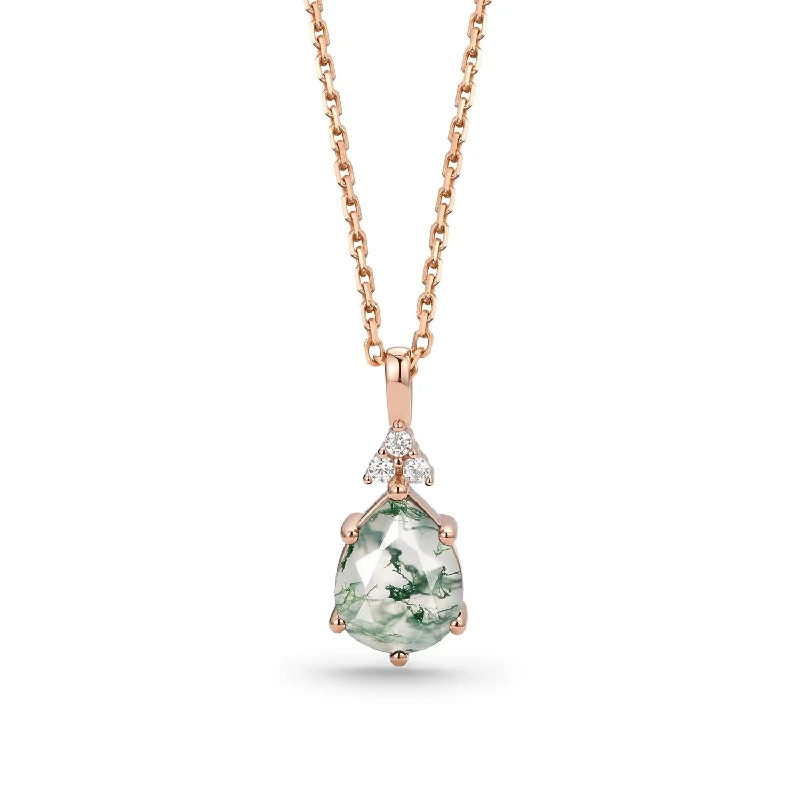 Best necklaces and pendants with statement designs for a fashionable accessory-Inspired Minimalist Pear Cut Moss Agate Cluster Necklace