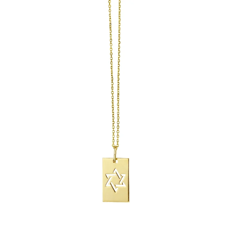 Unique necklaces and pendants with engraved messages for a sentimental gift-14K Gold Star of David Tag Necklace