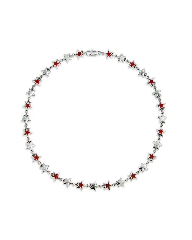 Best necklaces and pendants with gemstone clusters for a bold and colorful effect-Red Enameled Stars Necklace